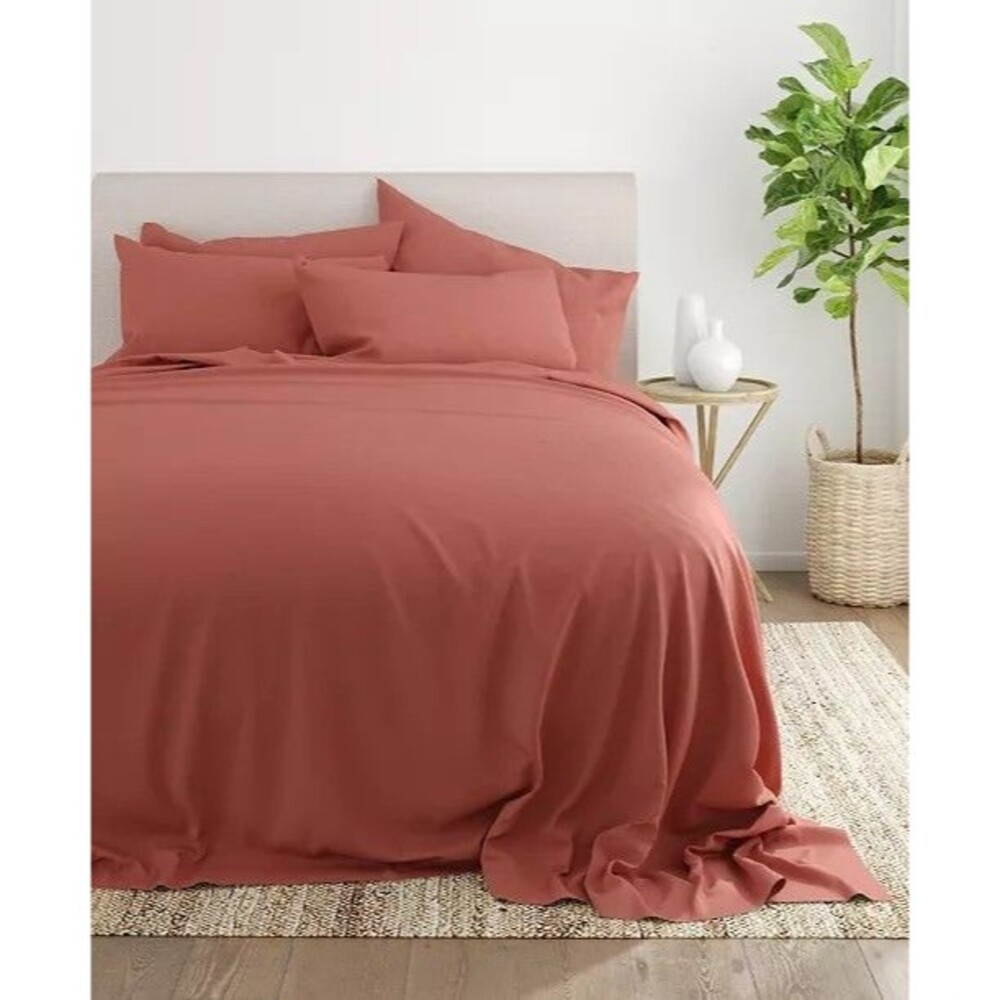 ienjoy Home Premium 6 Piece Queen Sheet Set Pink Clay Microfiber Deep Pocket NWT - Picture 5 of 12